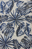 5'X8' Grey Blue Machine Woven Tropical Indoor Area Rug