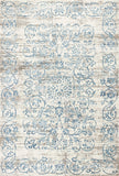 10'X13' Ivory Blue Machine Woven Distressed Floral Indoor Area Rug