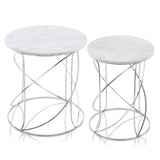 21" White Marble Round End Tables