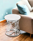 21" White Marble Round End Tables