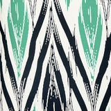 Black White And Green Long Ikat Decorative Throw Pillow Cover