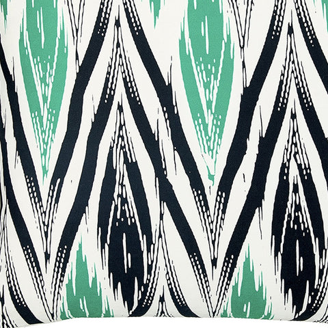 Black White And Green Long Ikat Decorative Throw Pillow Cover