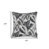 Gray Jacquard Tropical Leaf Decorative Throw Pillow Cover