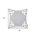 18" Light Grey And White Geometric Decorative Throw Pillow Cover