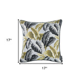 Black White Celadon Tropical Leaf Decorative Throw Pillow Cover