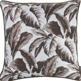 Brown Jacquard Tropical Leaf Decorative Throw Pillow Cover