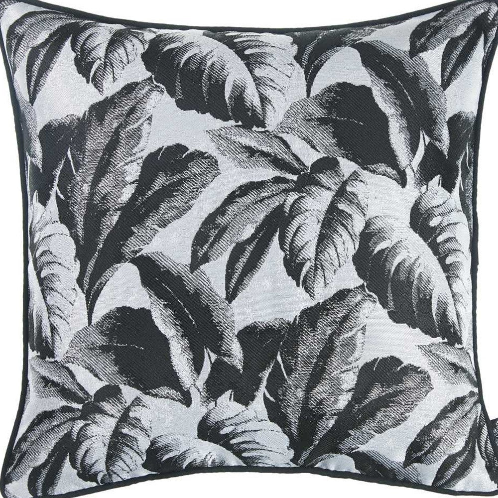 Black And White Tropical Leaf Decorative Throw Pillow Cover