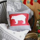 18"X18" Christmas Bear Printed Decorative Throw Pillow Cover