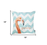 Flamingo And Aqua Chevron Decorative Throw Pillow Cover