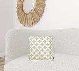 Taupe And White Geometric Decorative Throw Pillow Cover