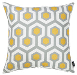 18 X 18 Yellow Gray And White Geometric Zippered Polyester Throw Pillow Cover