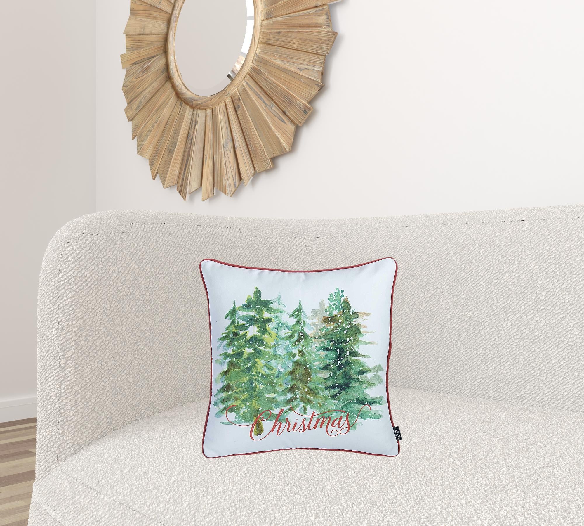 Christmas Tree Forrest Square Printed Decorative Throw Pillow Cover