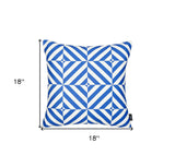 Blue And White Geometric Squares Decorative Throw Pillow Cover