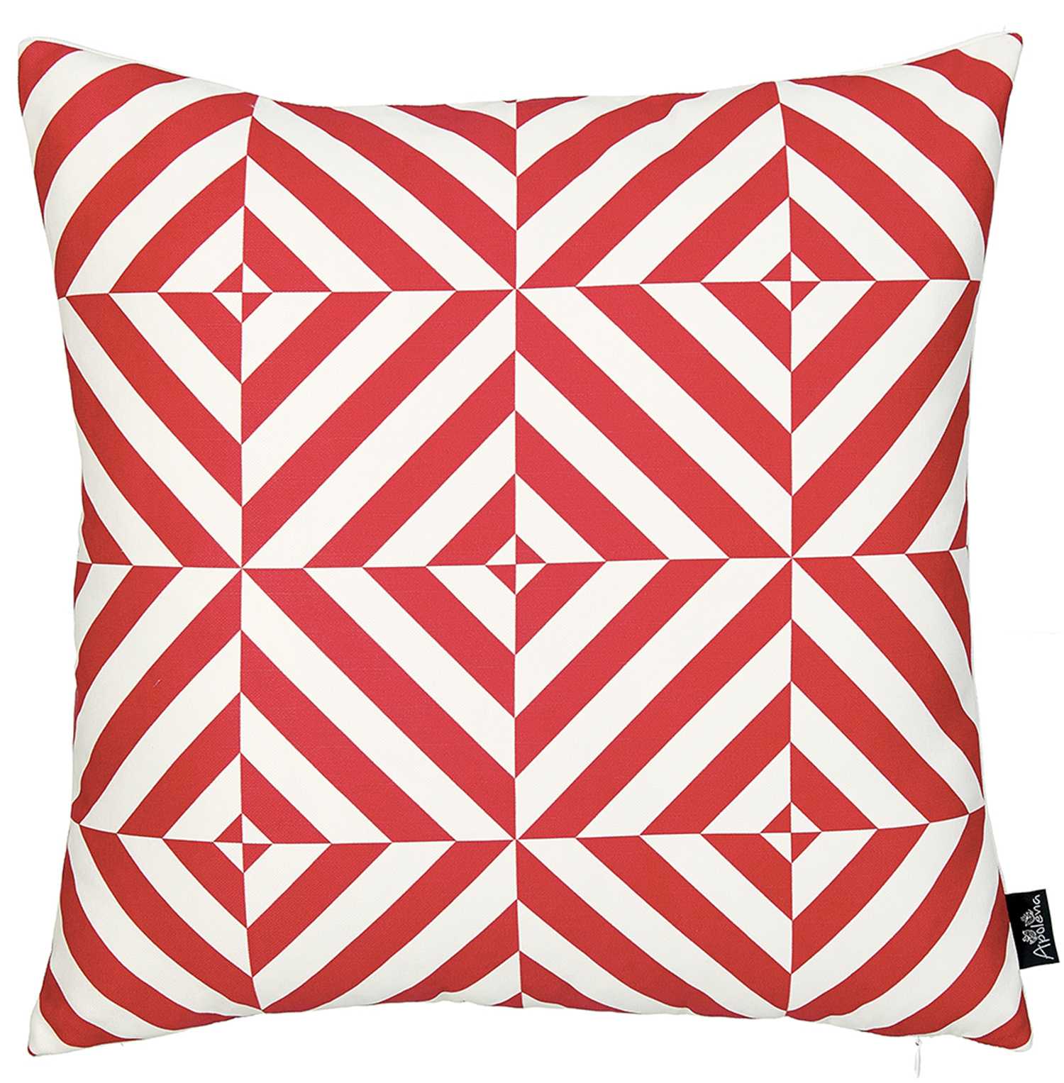 Red And White Geometric Squares Decorative Throw Pillow Cover