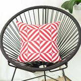 Red And White Geometric Squares Decorative Throw Pillow Cover