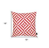 Red And White Geometric Squares Decorative Throw Pillow Cover