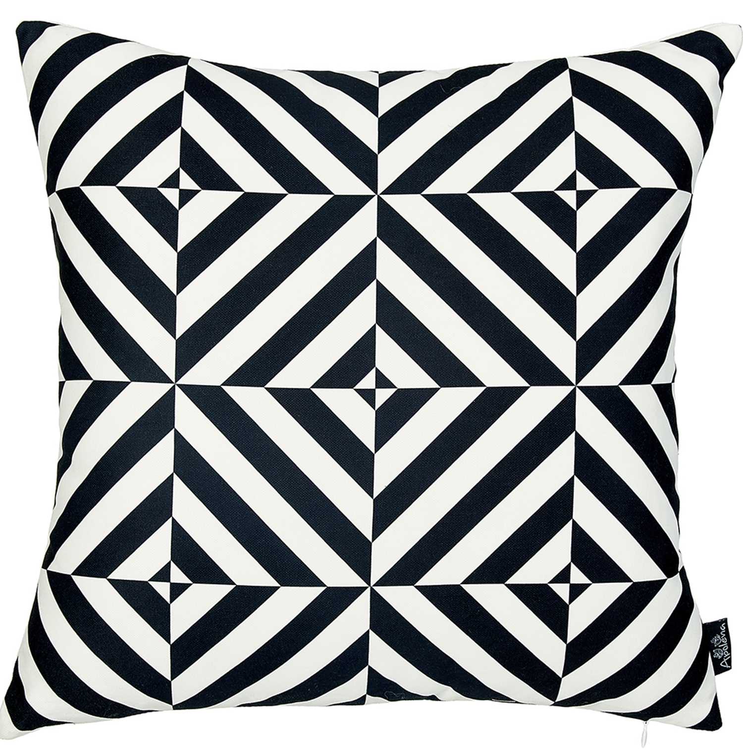 18" Black and White Geometric Throw Pillow Cover