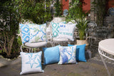 18" White Blue And Green Coral Decorative Throw Pillow Cover