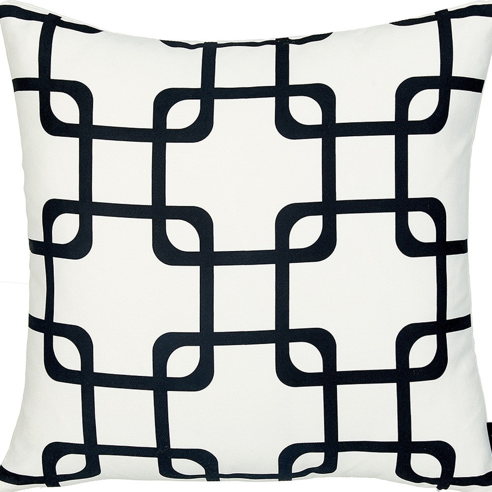 Black And White Geometric Squares Decorative Throw Pillow Cover