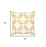 Yellow And White Geometric Squares Decorative Throw Pillow Cover