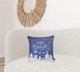 18" Blue Christmas Merry Bright Throw Pillow Cover