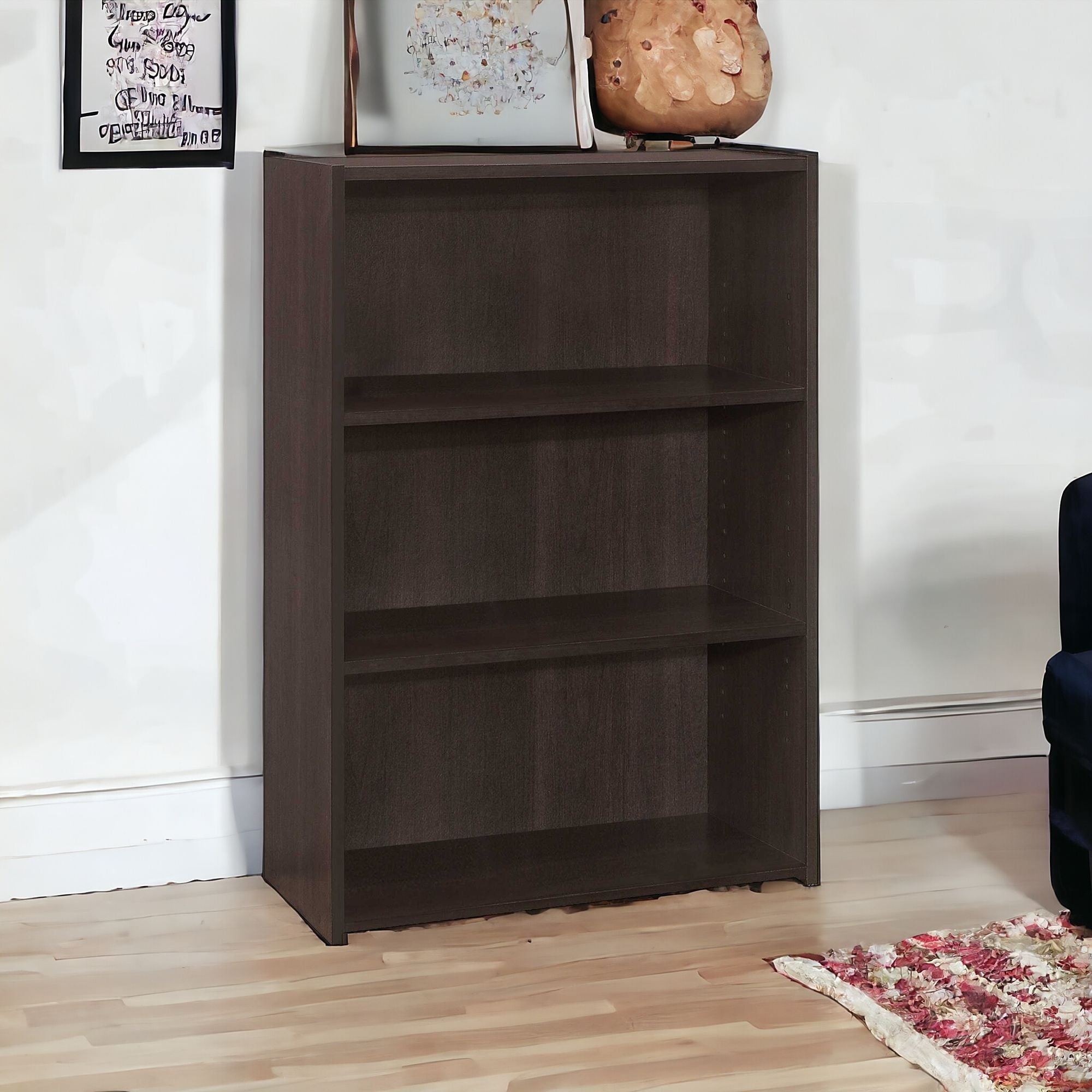36" Brown Wood Adjustable Bookcase