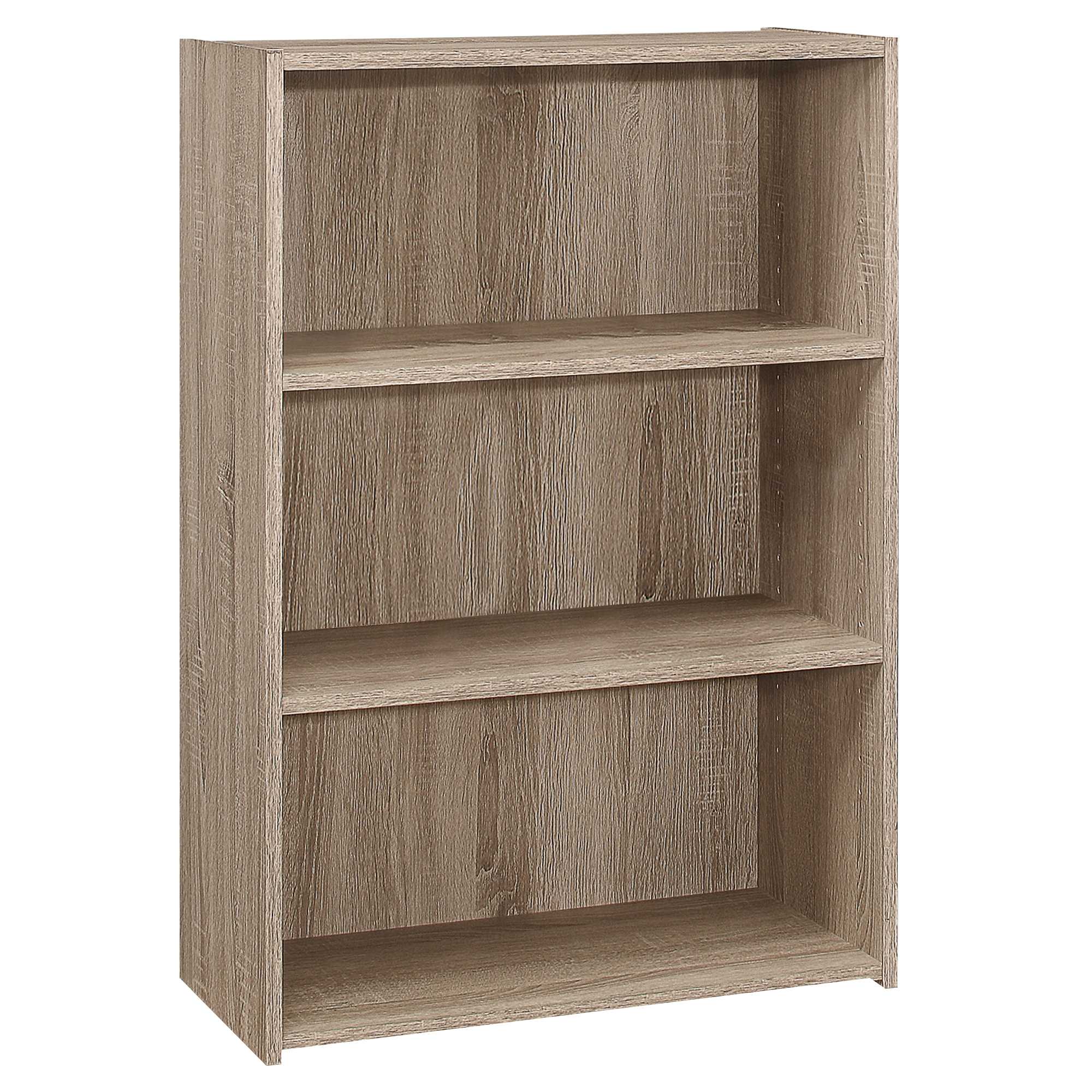 36" Taupe Wood Adjustable Bookcase