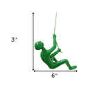 6" Green Unique Climbing Man With Rope Wall Art