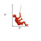 6" Red Unique Climbing Man With Rope Wall Art