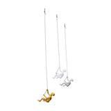 Set of Three 6" White Silver and Gold Climbing Men With Rope Wall Art