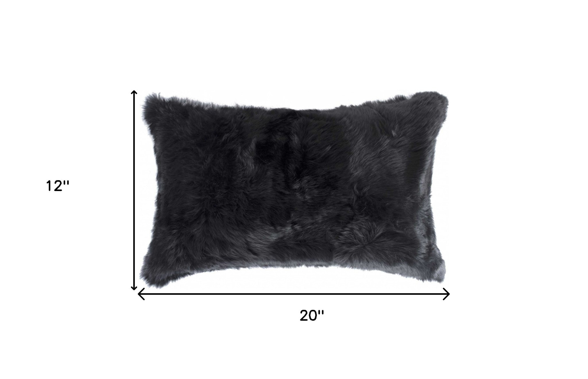 12" X 20" Black Wool Throw Pillow