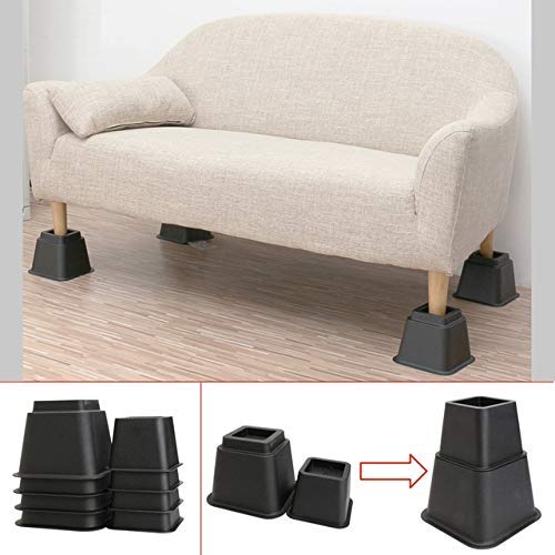 3" 5" Or 8" Black Adjustable Bed Risers Or Furniture Legs