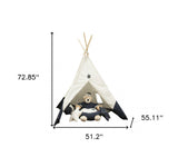 51 x 55 x 73 White and Blue Fabric Tent