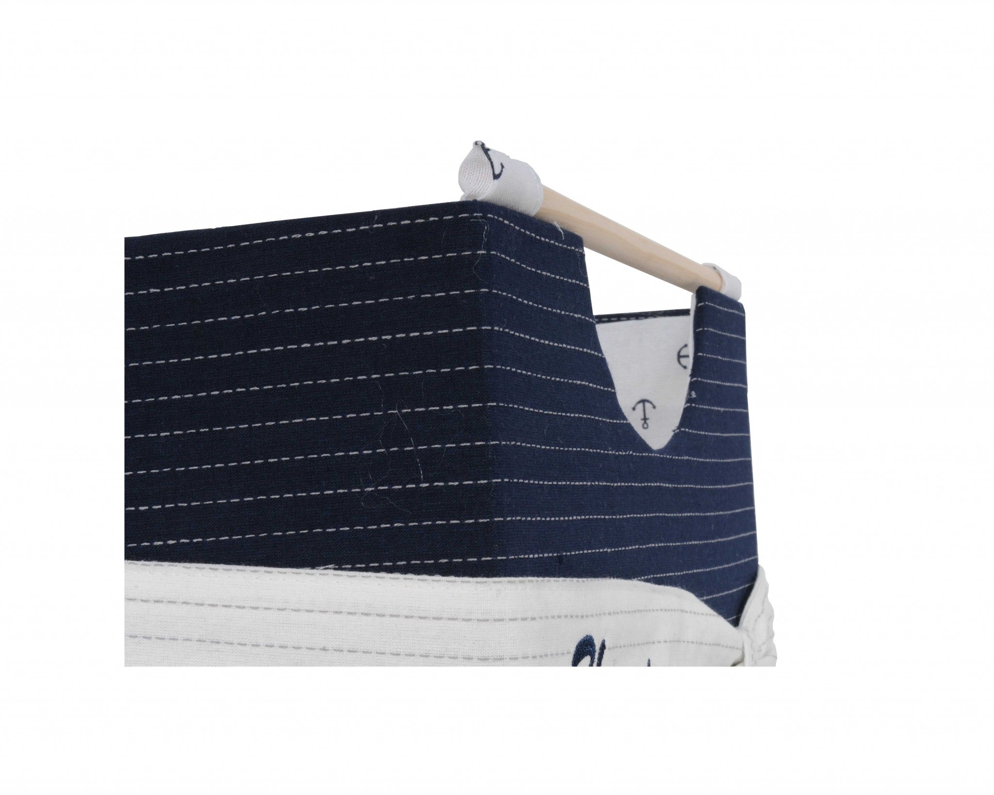 12" X 12.5" X 9.5" White Blue Foldable Fabric  Basket Set Of 3