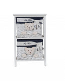 12.5" X 16" X 25" White Blue  Portable 2 Drawers