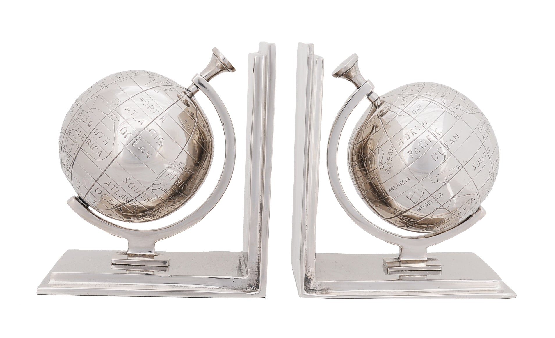 Alum Globe Bookend Set Of Two