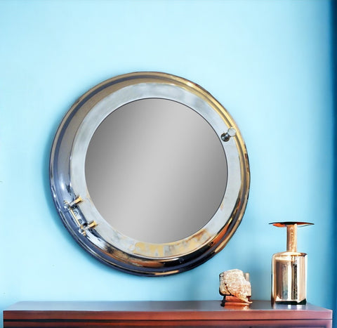 21" Silver Round Aluminum Framed Accent Mirror