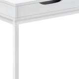 16" X 10.25" X 24.5" White Metal With A Drawer Accent Table