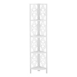 62" White Metal Corner Bookcase