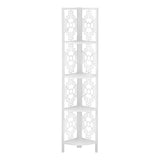 62" White Metal Corner Bookcase