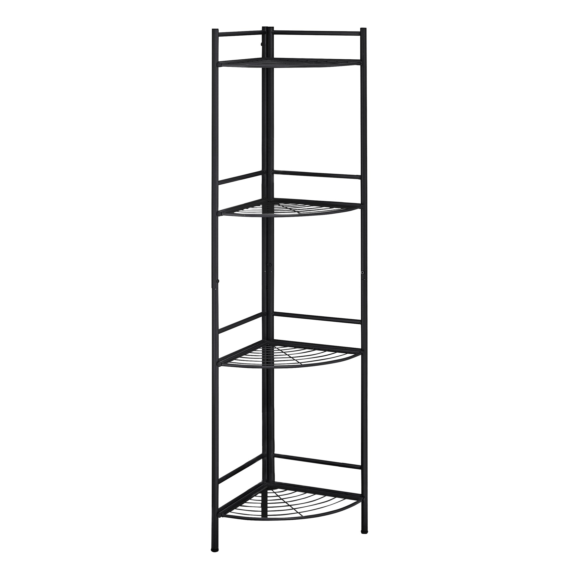 58" Black Metal Corner Bookcase