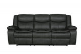 86" Gray And Black Italian Leather Sofa