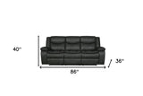 86" Gray And Black Italian Leather Sofa