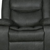 86" Gray And Black Italian Leather Sofa