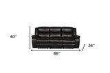 86" Brown And Black Italian Leather Sofa