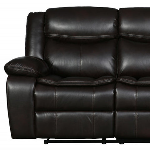 86" Brown And Black Italian Leather Sofa