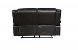 86" Brown And Black Italian Leather Sofa