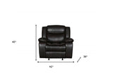 64" Brown Faux Leather Manual Reclining Love Seat