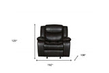 86" Brown And Black Italian Leather Sofa