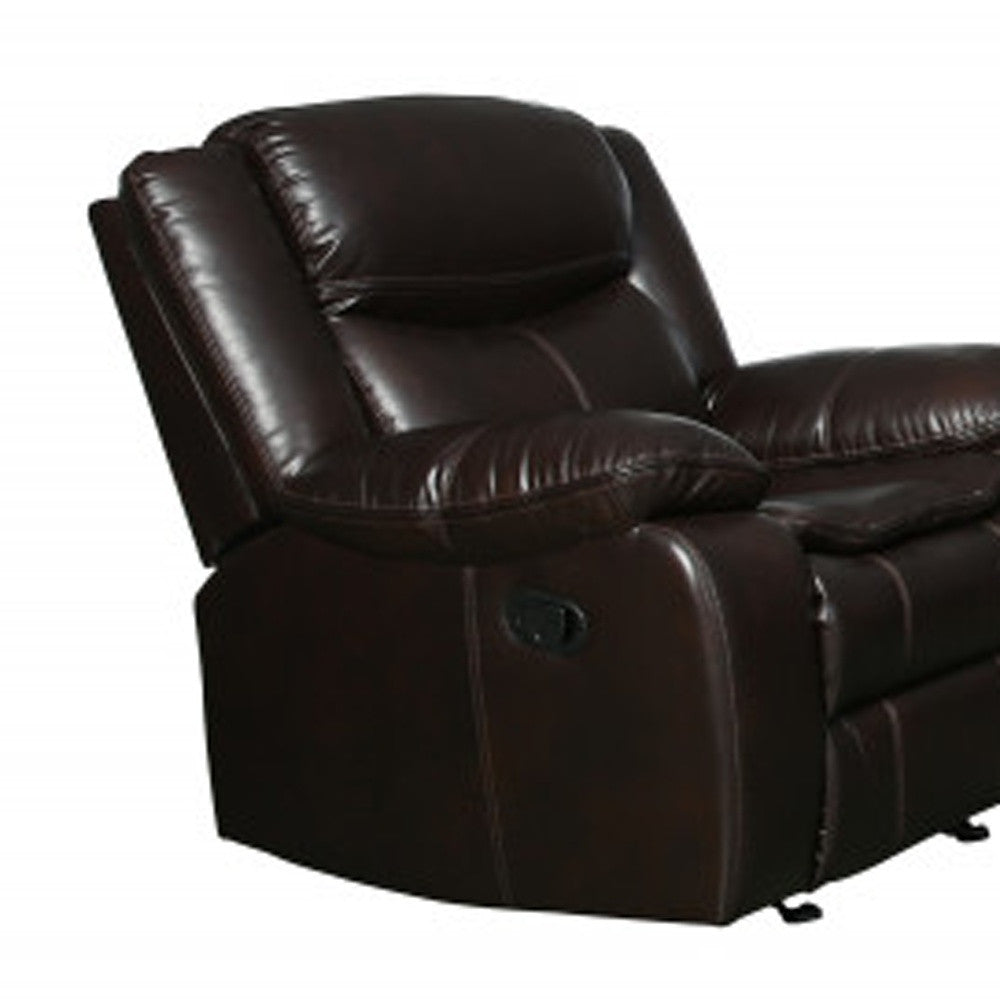 86" Brown And Black Italian Leather Sofa